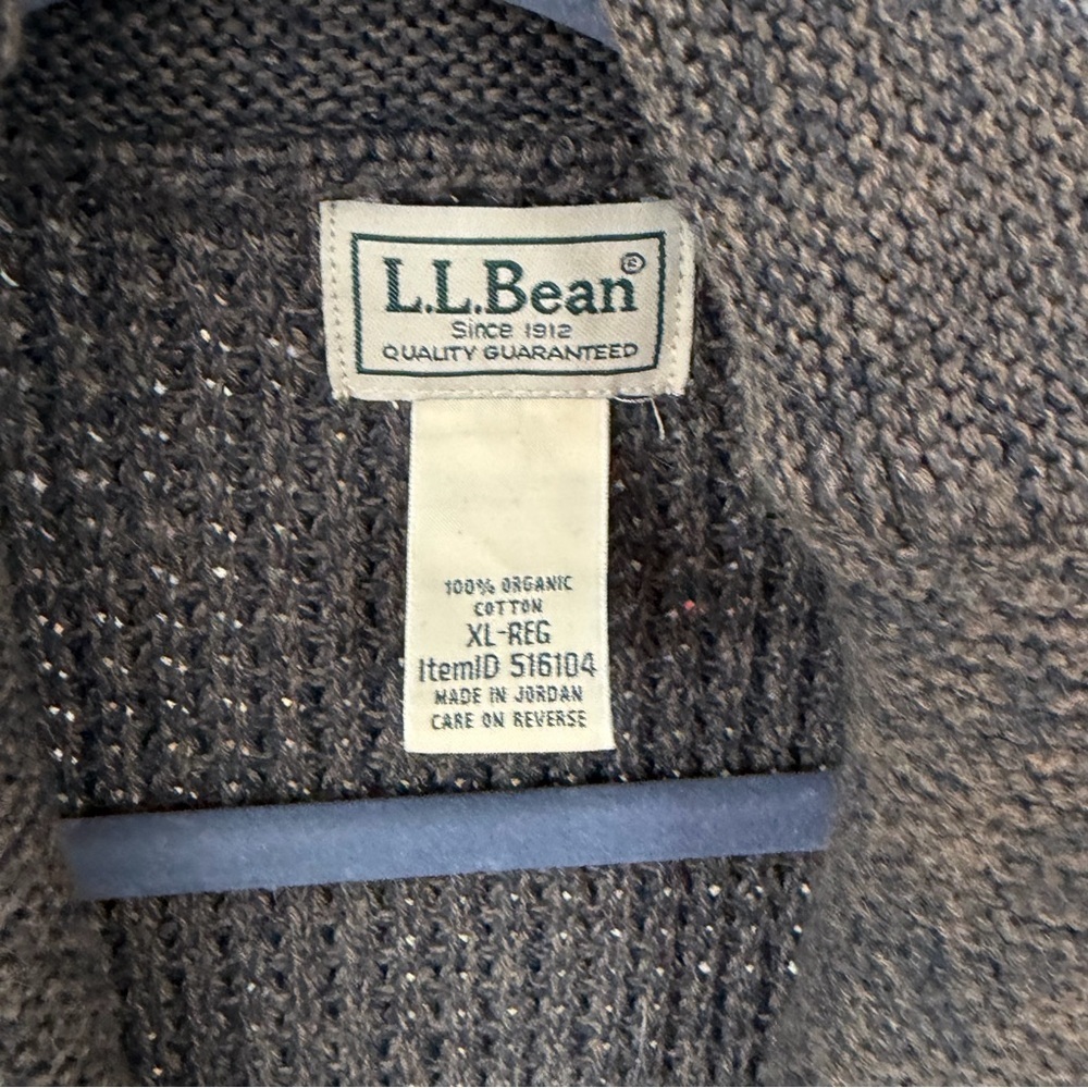 L.L. Bean Men's Charcoal Cardigan Sweater - Picture 4 of 7